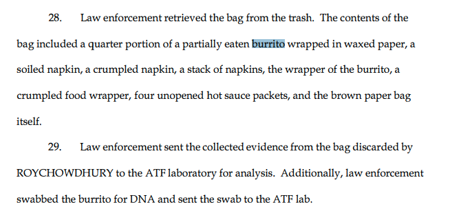 Burrito with DNA being found